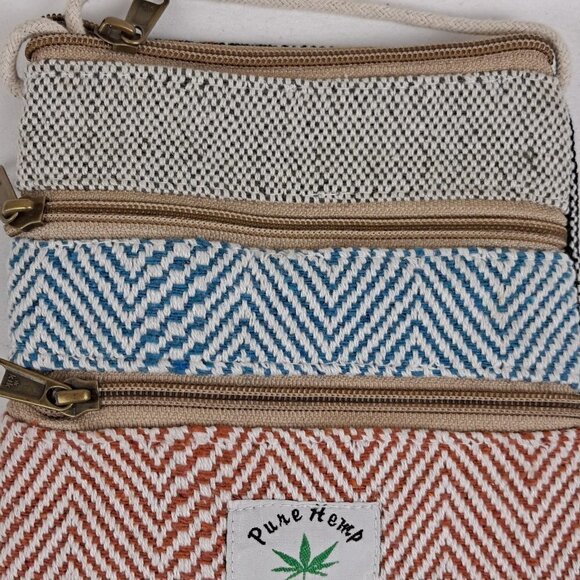 Handmade Pure Hemp Crossbody Bag Multiple Pockets Multi Color Stripes NWOT - Picture 3 of 7